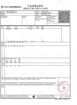 Certificado de inspección 304SS