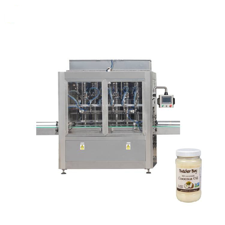 PLC control 8 boquillas máquina de llenado de tarros de mermelada de vidrio